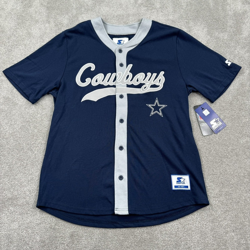 Dallas Cowboys‎ Starter Retro Baseball Style Twill NFL Jersey Size L Blue